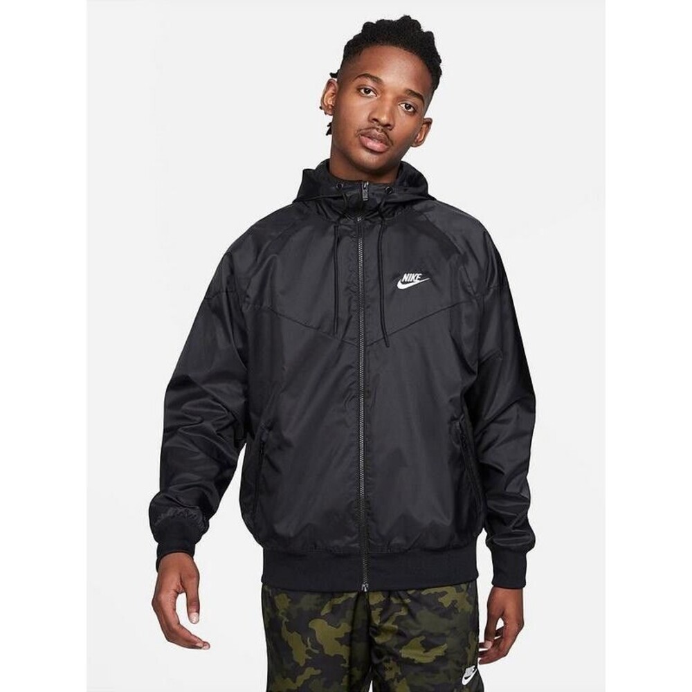 Nike Vintage Rare Windrunner Windbreaker Jacket Black Glanz Nylon